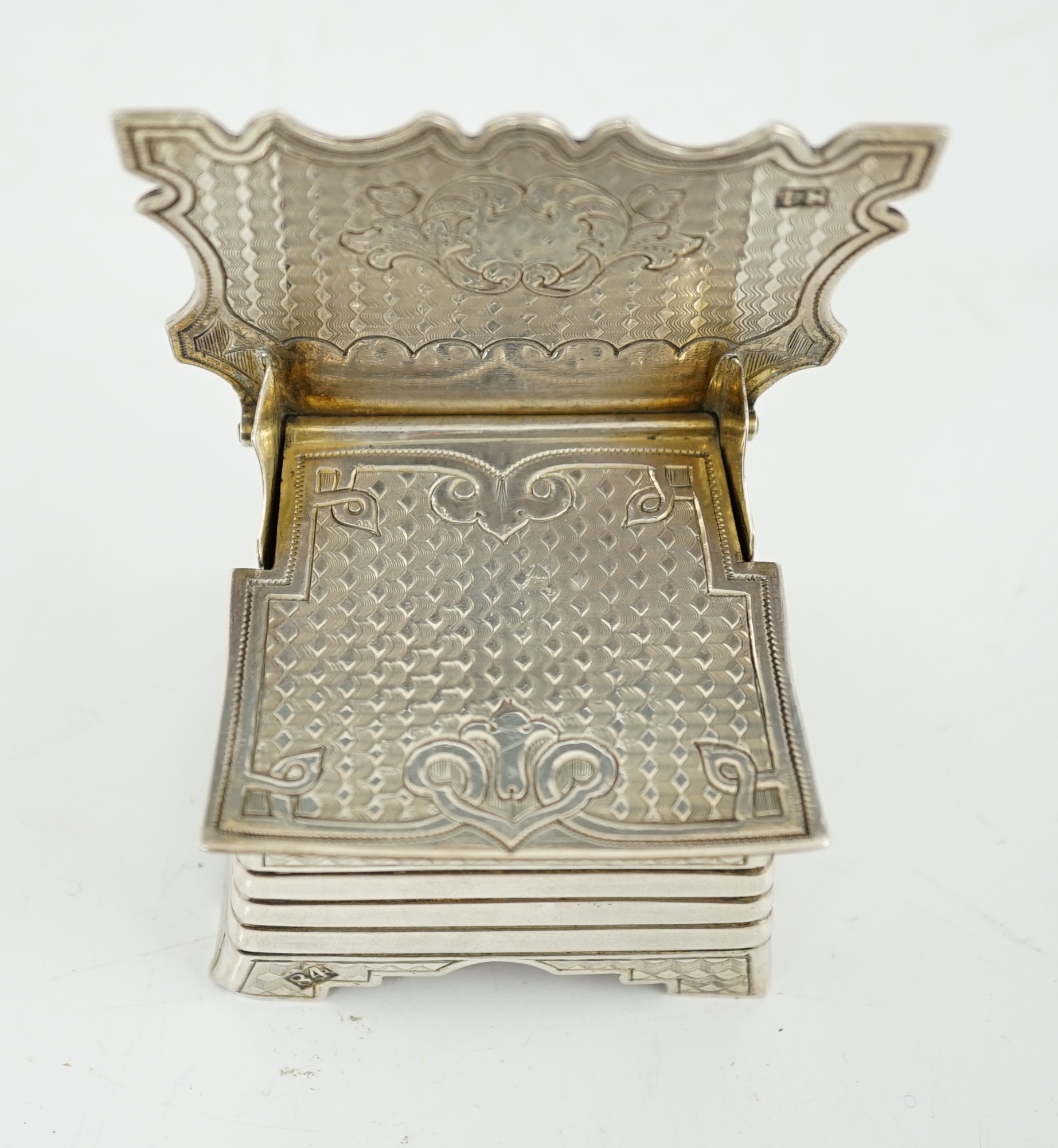 A late 19th century Russian 84 zolotnik silver miniature throne salt